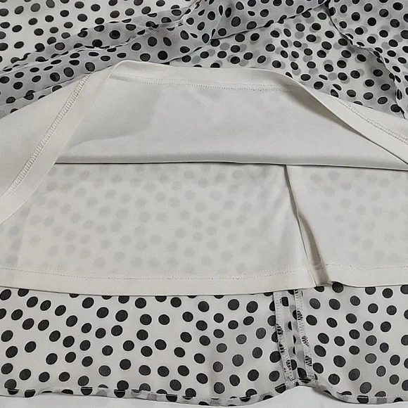 Betsey Johnson White & Black Polka-dot Halter Neck Back Zip Flowy Swing Dress - Picture 11 of 16